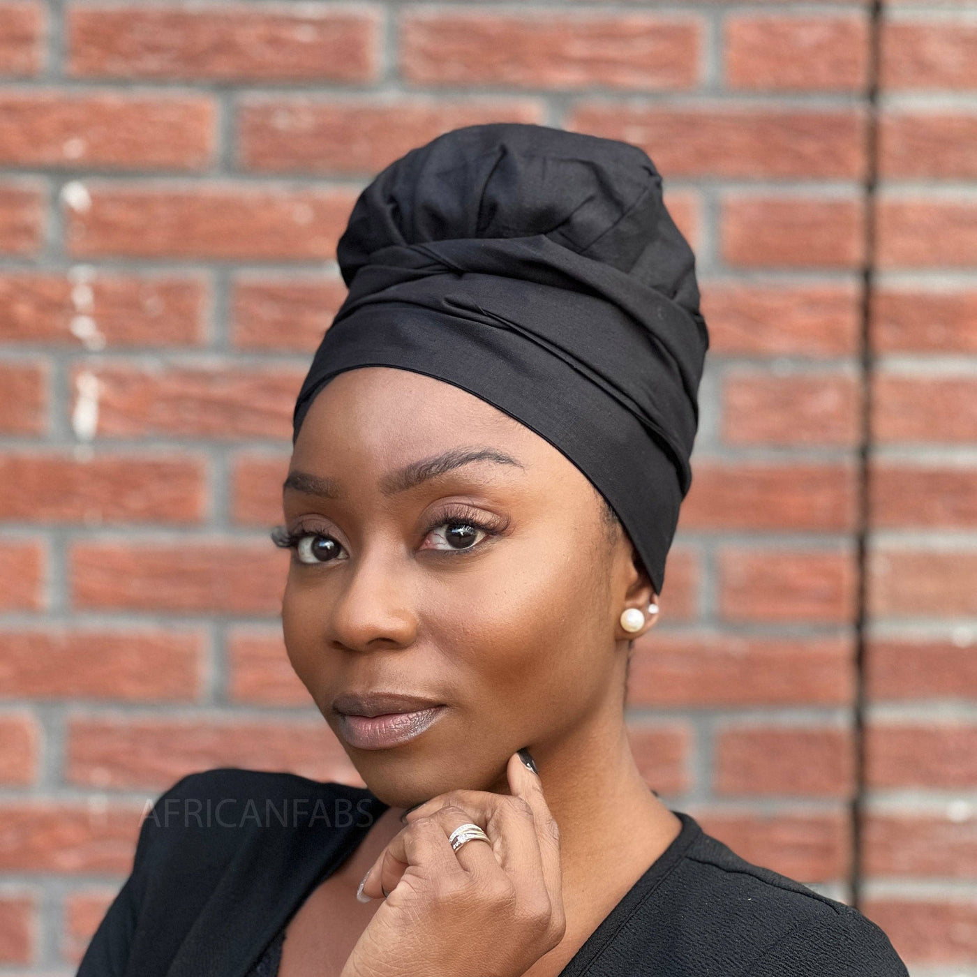 Easy headwrap - Satin lined hair bonnet - Black