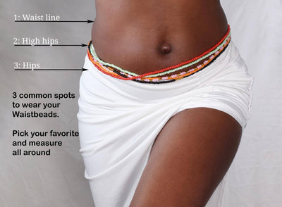 Waist Beads / African Hip Chain - Abinéné - Gold / pink (Traditional non-elastic string)