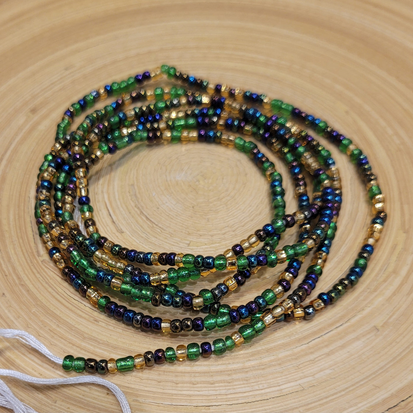 "DIVINE"- Two Toned Purple, Green & Gold Solid Waist Beads