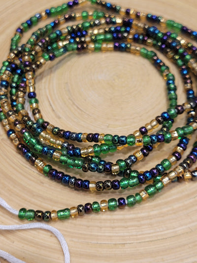 "DIVINE"- Two Toned Purple, Green & Gold Solid Waist Beads