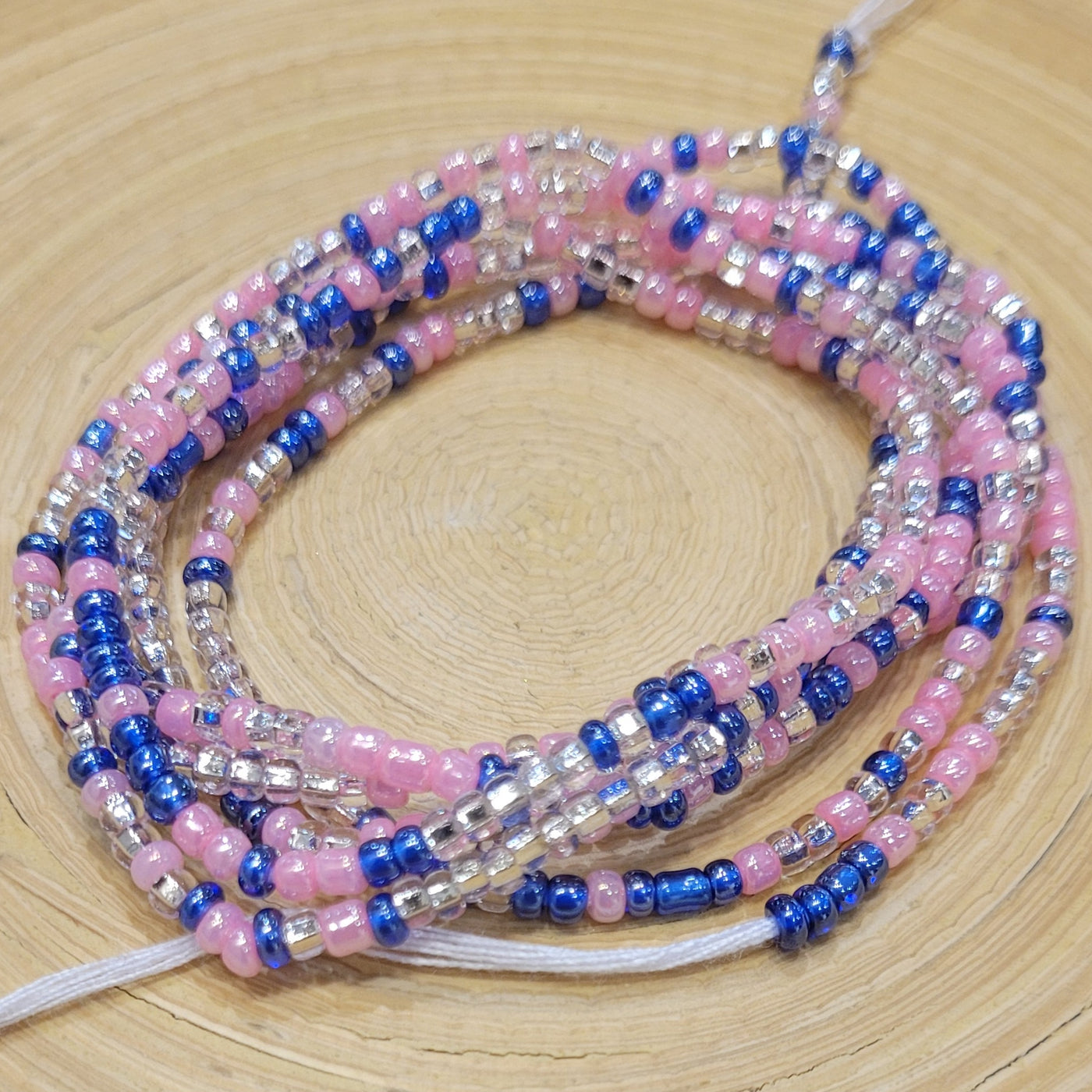 Two Toned "Pink, Blue and Clear" Waist Beads