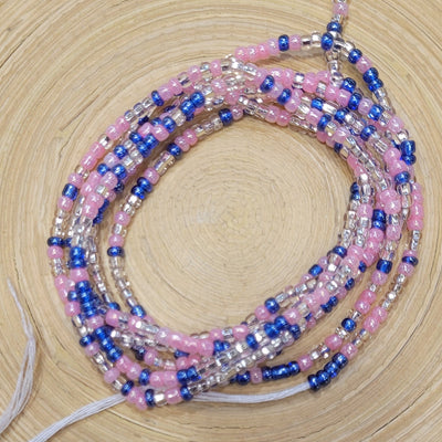 Two Toned "Pink, Blue and Clear" Waist Beads