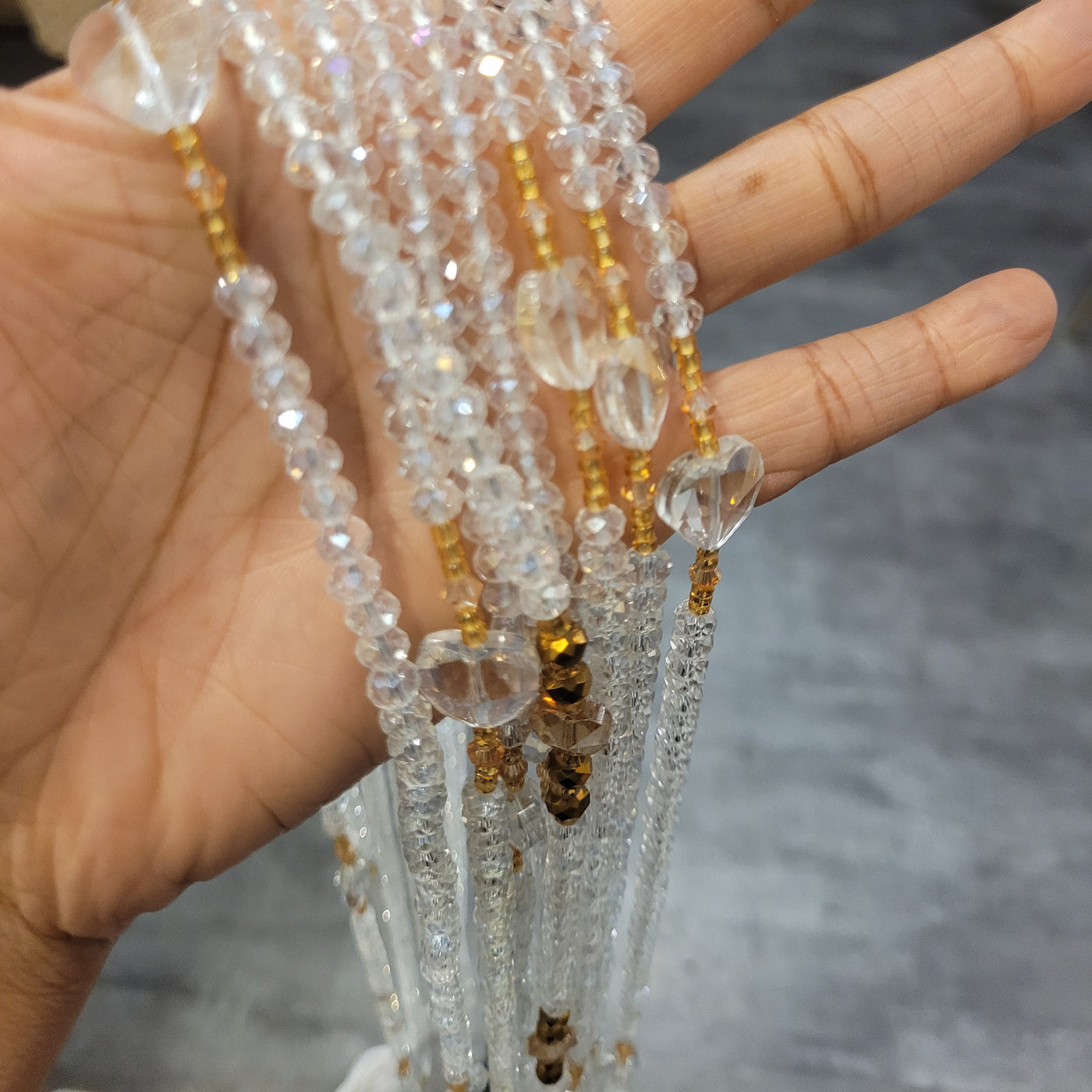 "Adore" - Lux Waist Beads with Clear heart