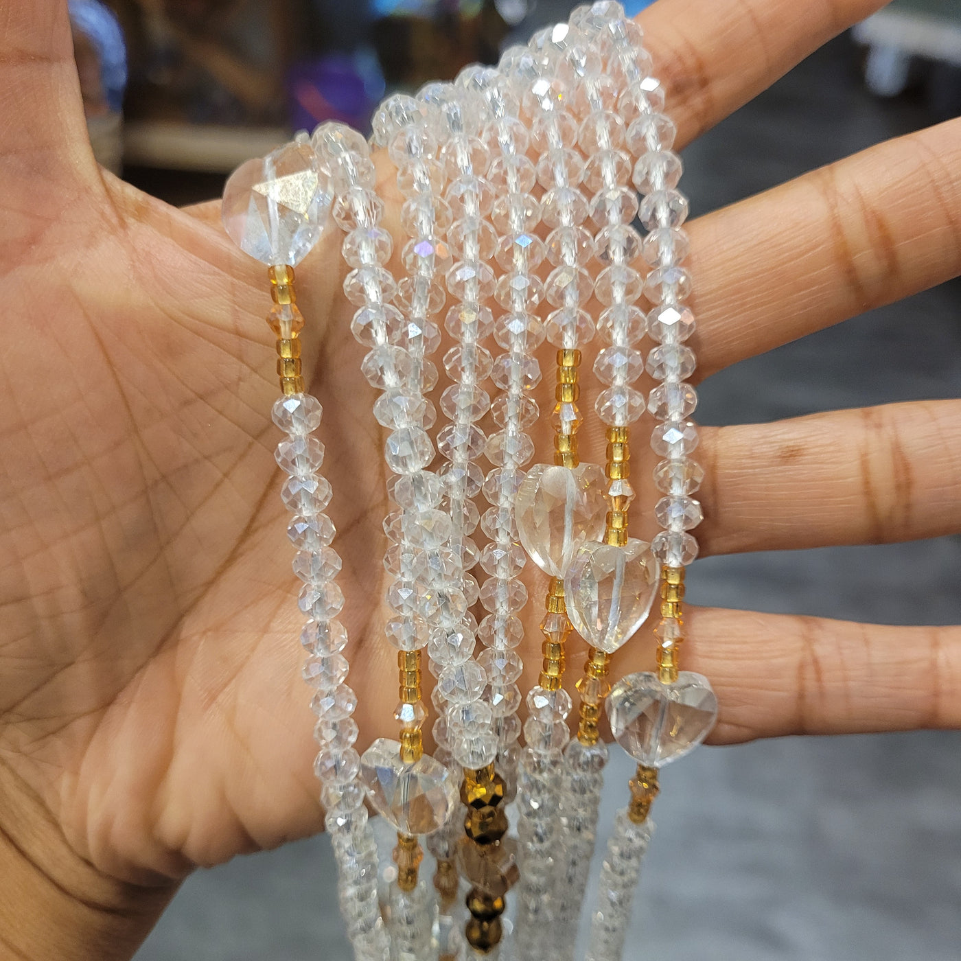 "Adore" - Lux Waist Beads with Clear heart