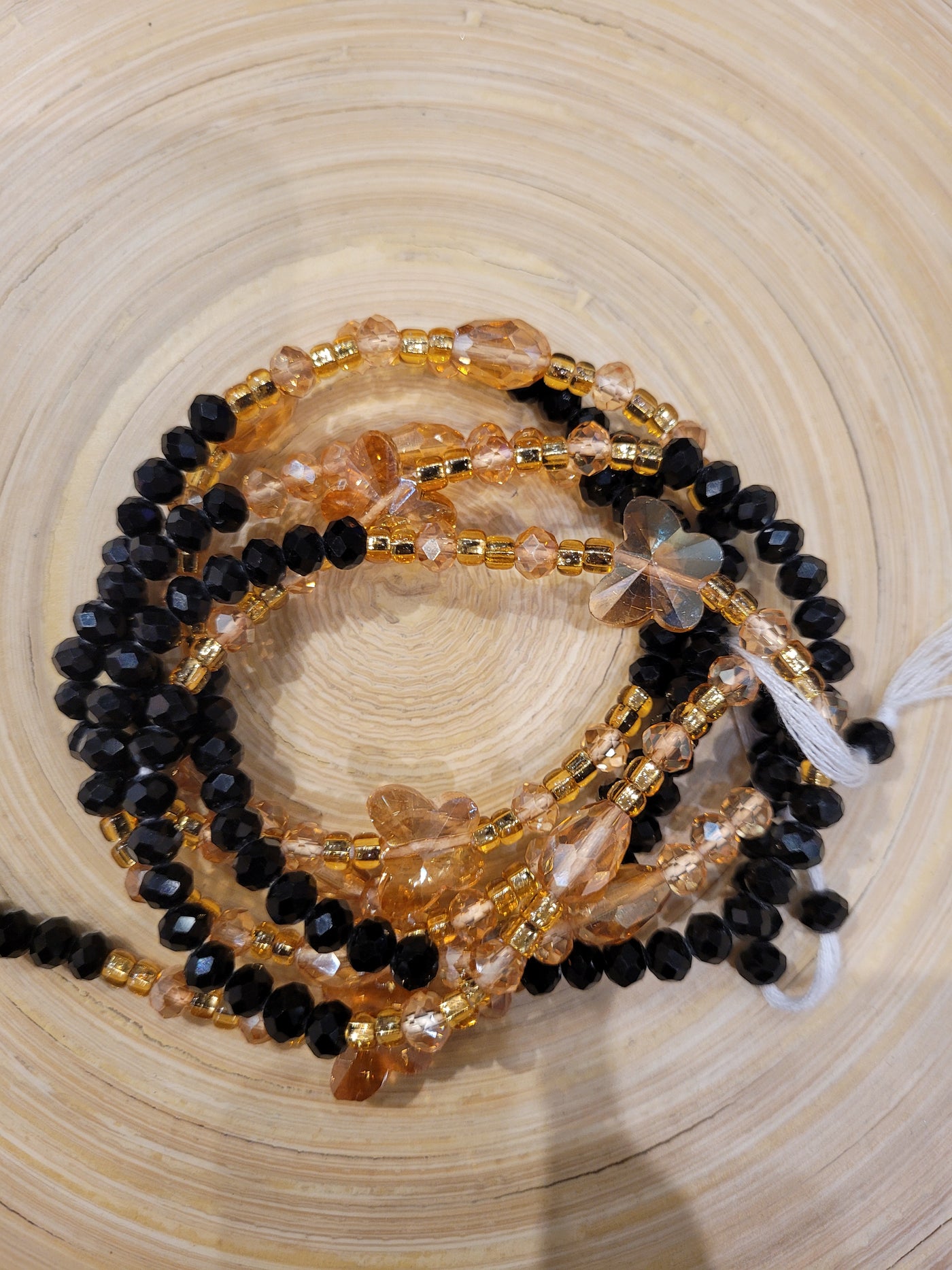 "COURAGE" - Lux Waist Beads in Black with butterfly