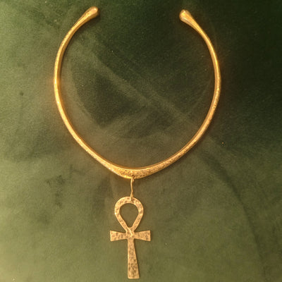 Ankh Cross Brass Choker Necklace