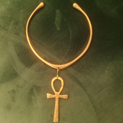 Ankh Cross Brass Choker Necklace