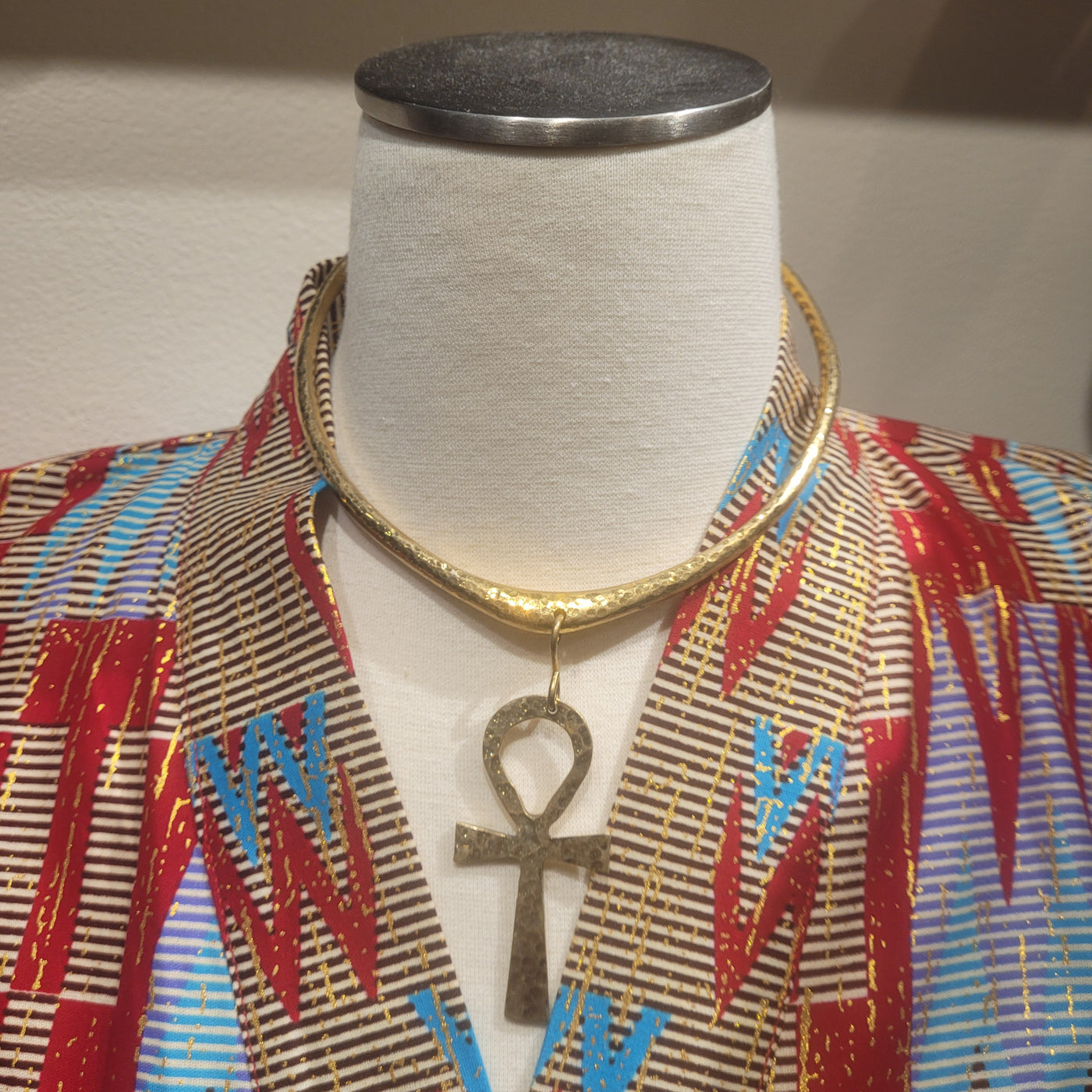 Ankh Cross Brass Choker Necklace