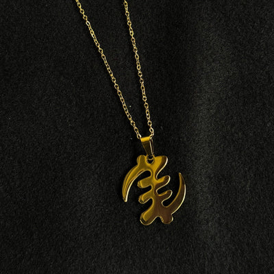 18k Real Gold Plated Africa Necklace / pendant - Africa map - GYE NYAME - ADINKRA SYMBOL