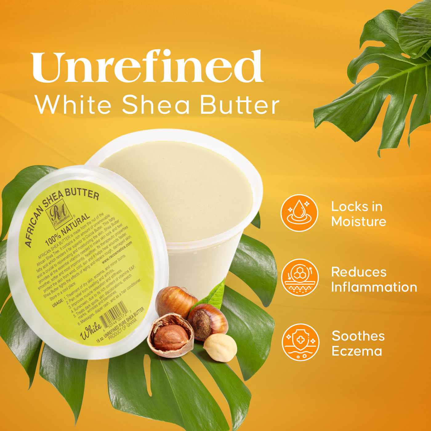 100% African Shea Butter White/Ivory 16 oz