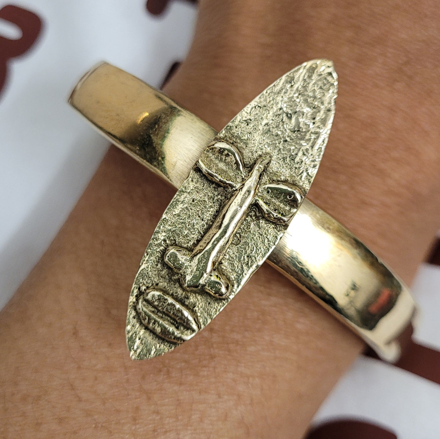 Royalty Face Brass Bracelet 2in