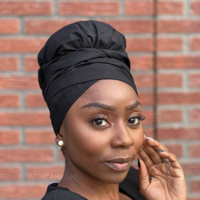 Easy headwrap - Satin lined hair bonnet - Black