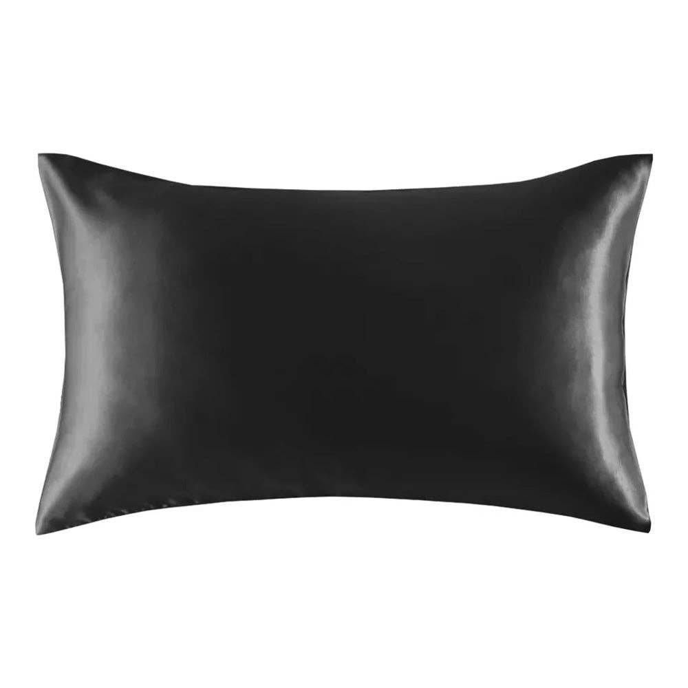 Satin pillowcase black 60 x 70 cm standard pillow size - Silky satin pillowcase